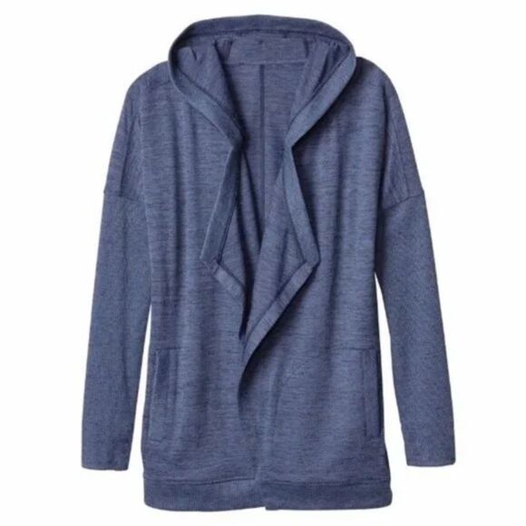 ATHLETA BLISSFUL HOODED WRAP BLUE/GRAY WOMENS XS - Picture 8 of 14